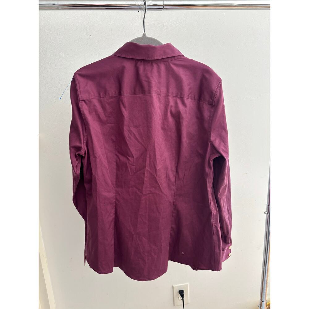 Banana Republic Non-Iron Fitted Shirt Womens Size 12 Purple Stretch Button - Picture 11 of 12